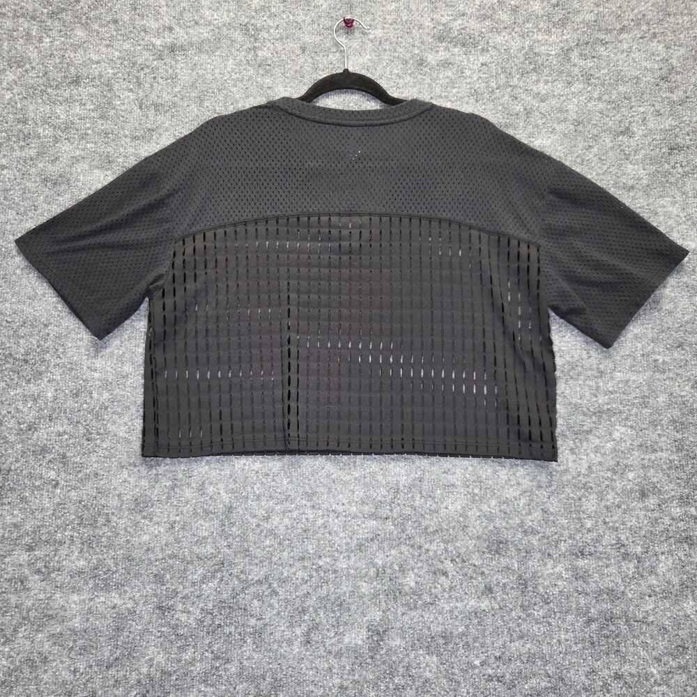 Victoria Sport Shirt Womens Medium Black Mesh Sheer Cropped V Neck Athletic - Picture 3 of 11